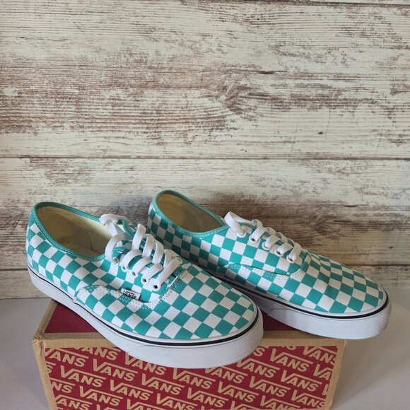 ๐ Vans Authentic Aqua Checkerboard Sneakers | Classic Low Tops w/ Box - Picture 2 of 7